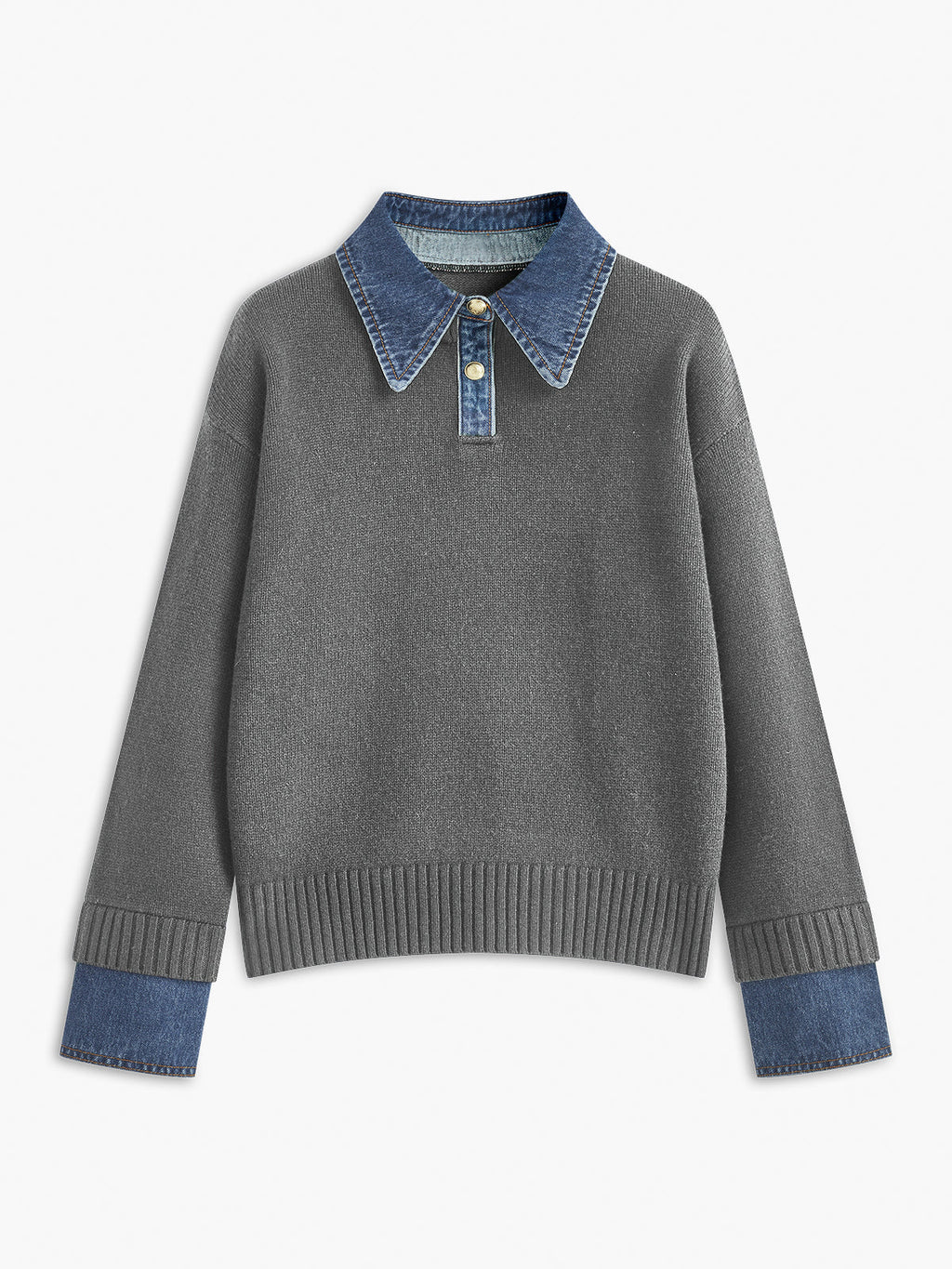 Lapel Collar Two-in-One Knit Sweater