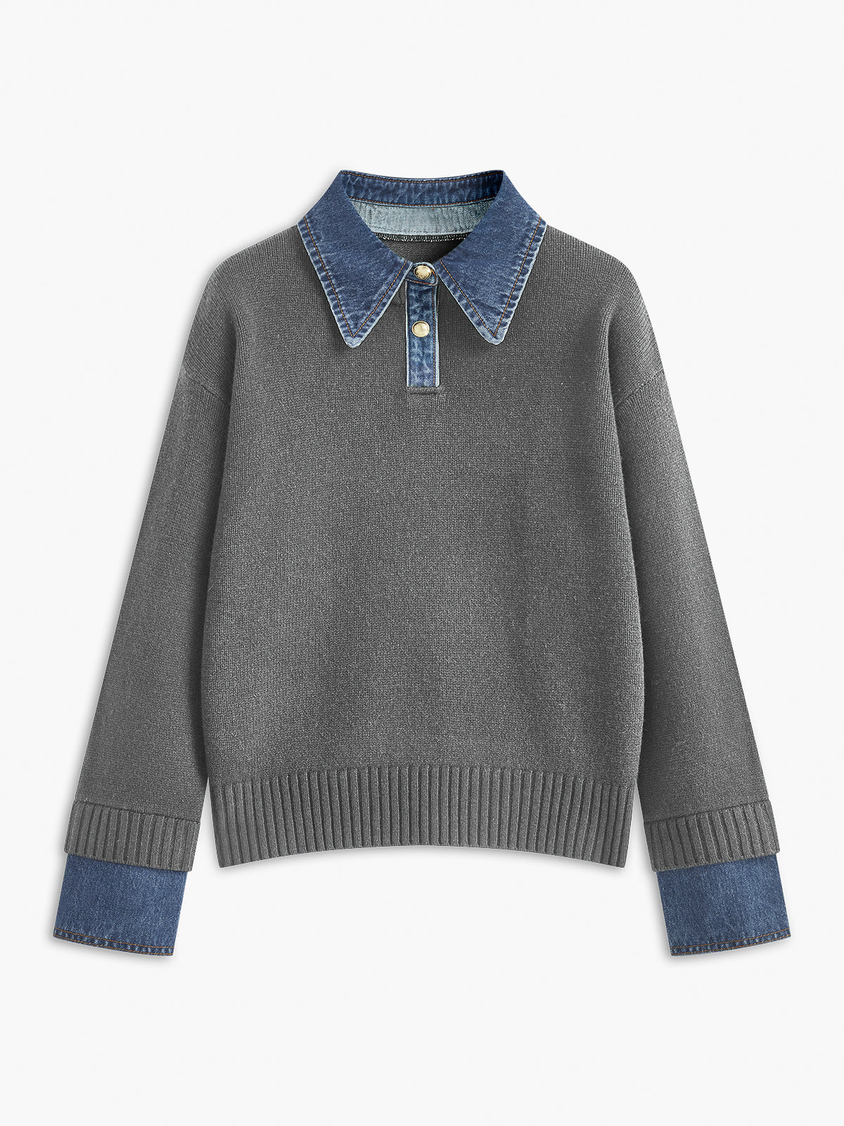 Lapel Collar Two-in-One Knit Sweater