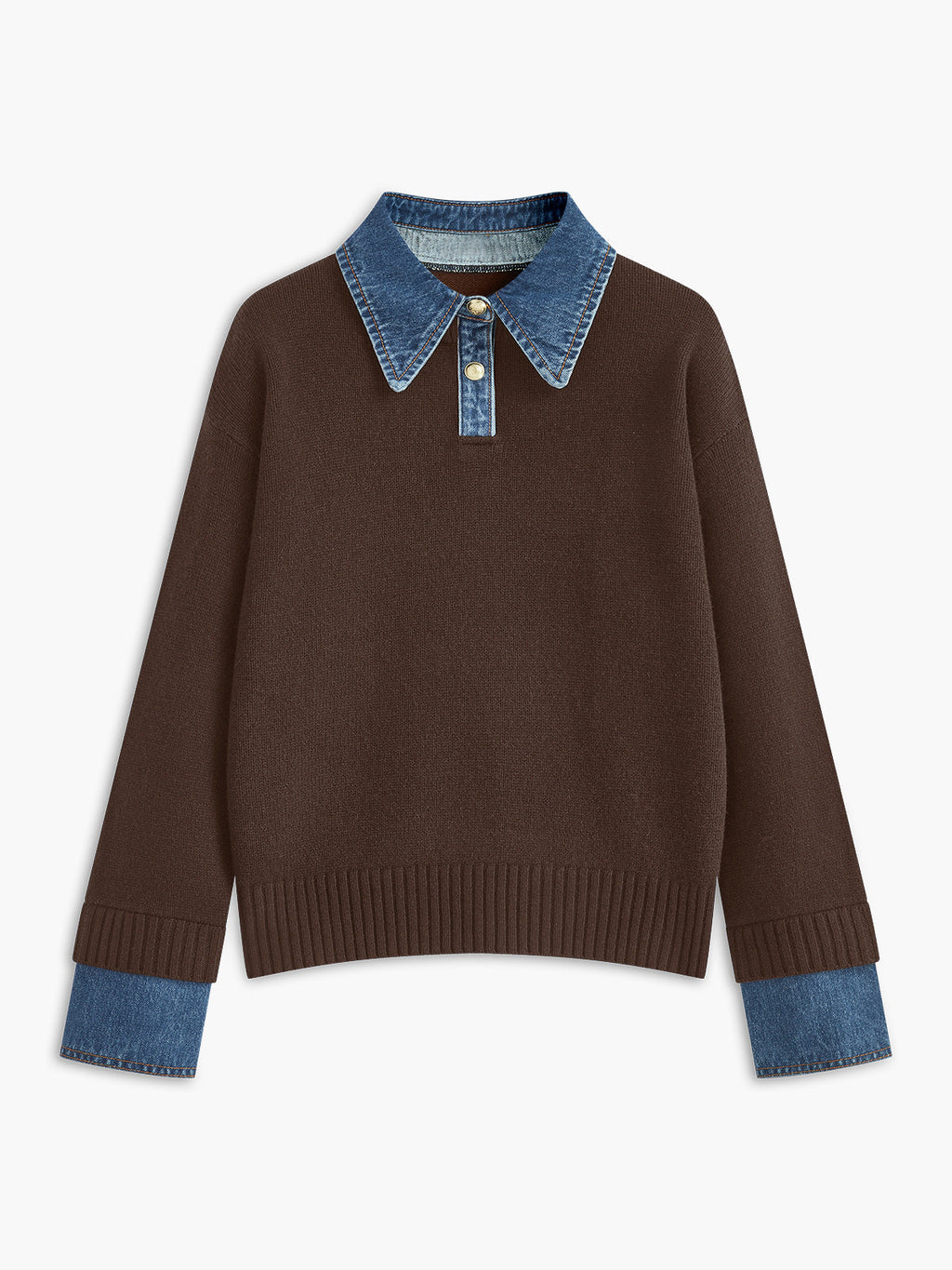 Lapel Collar Two-in-One Knit Sweater