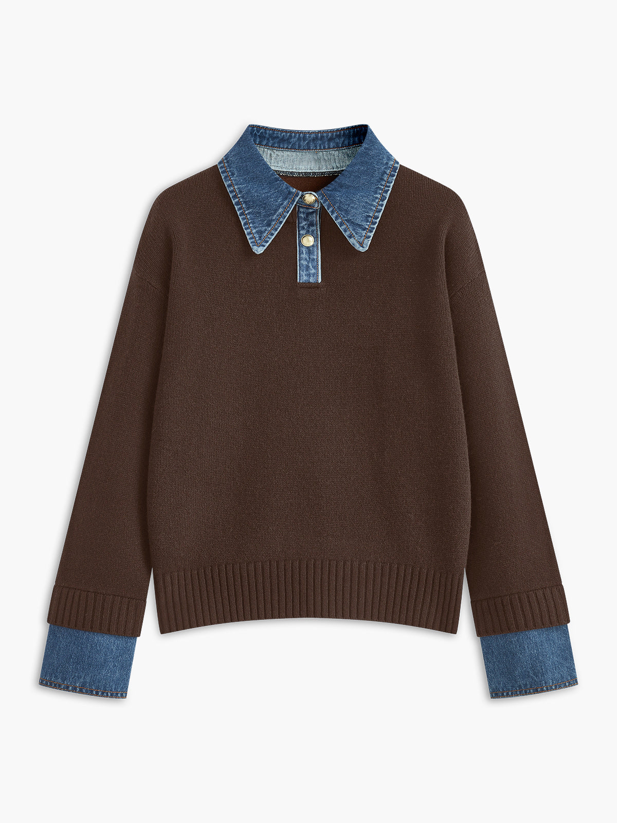 Lapel Collar Two-in-One Knit Sweater