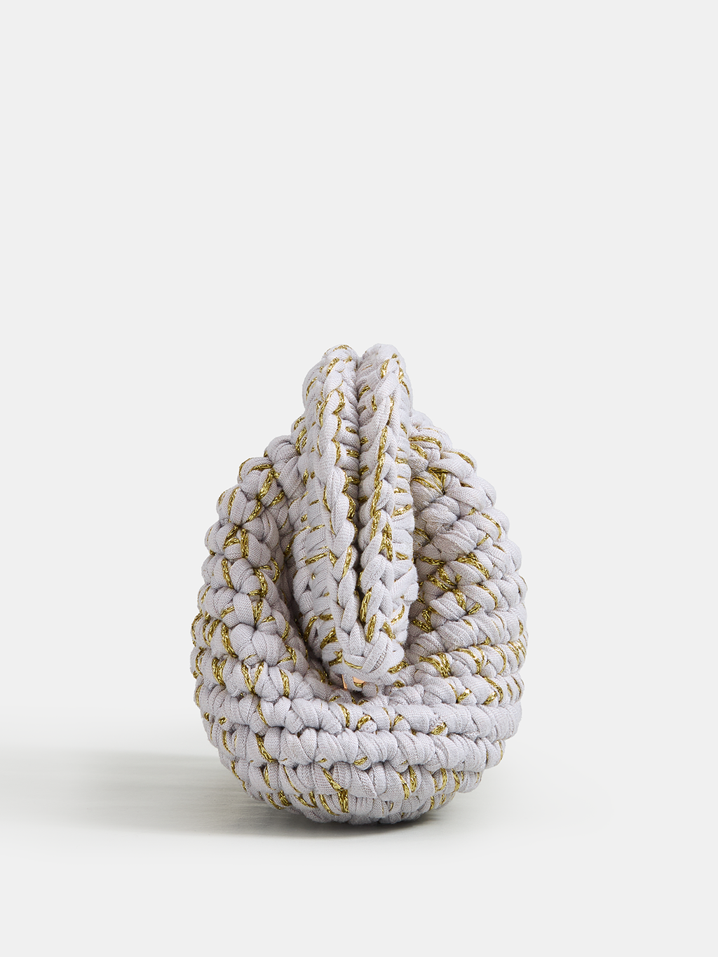 Light Gray Handwoven Top Handle Handbag