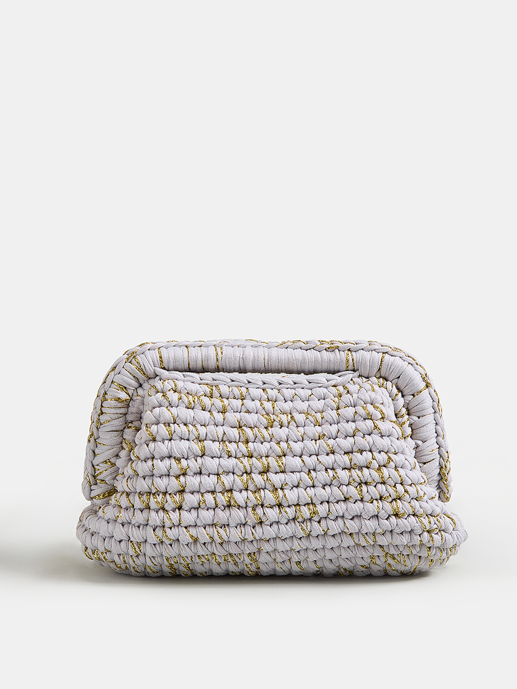 Light Gray Handwoven Top Handle Handbag