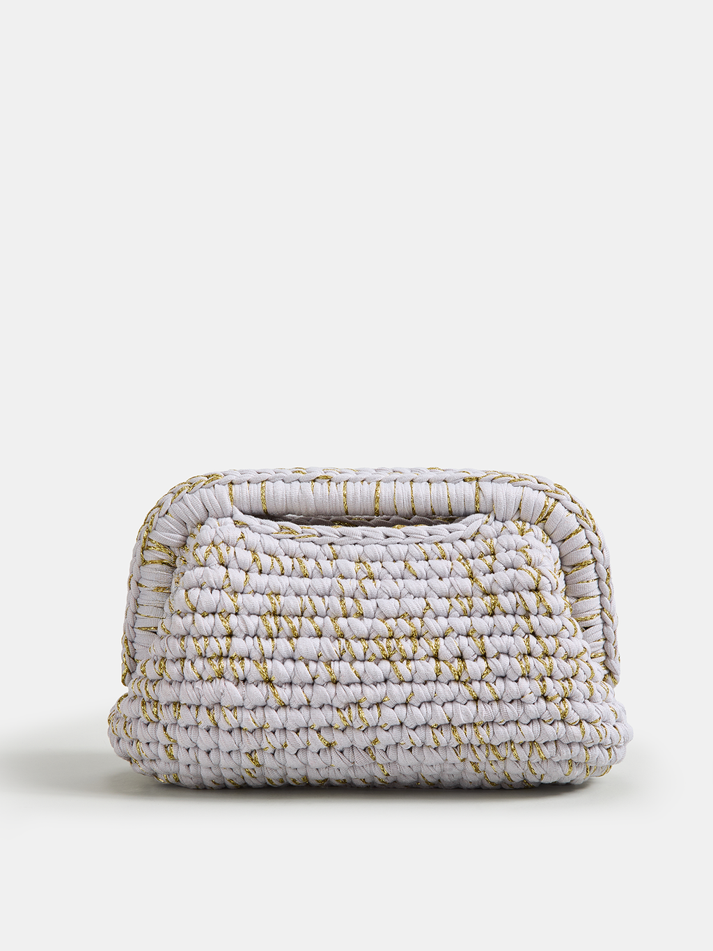 Light Gray Handwoven Top Handle Handbag