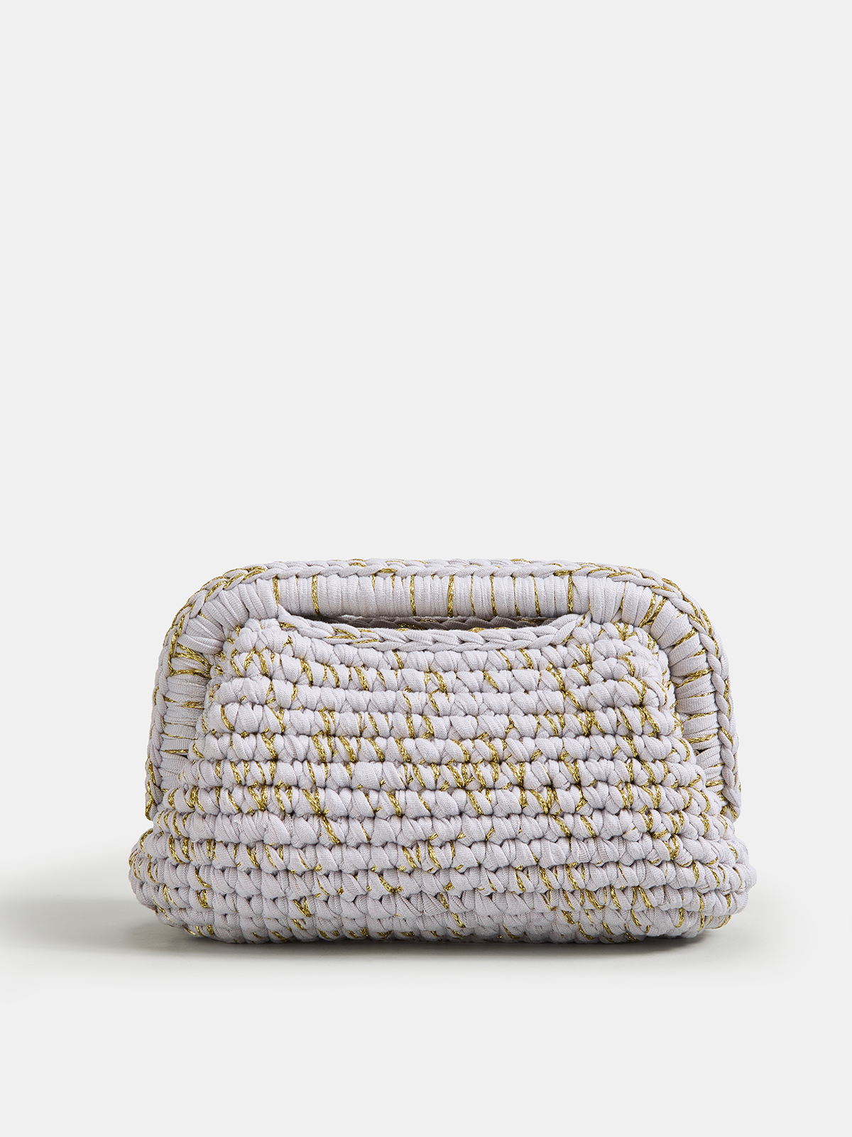 Light Gray Handwoven Top Handle Handbag