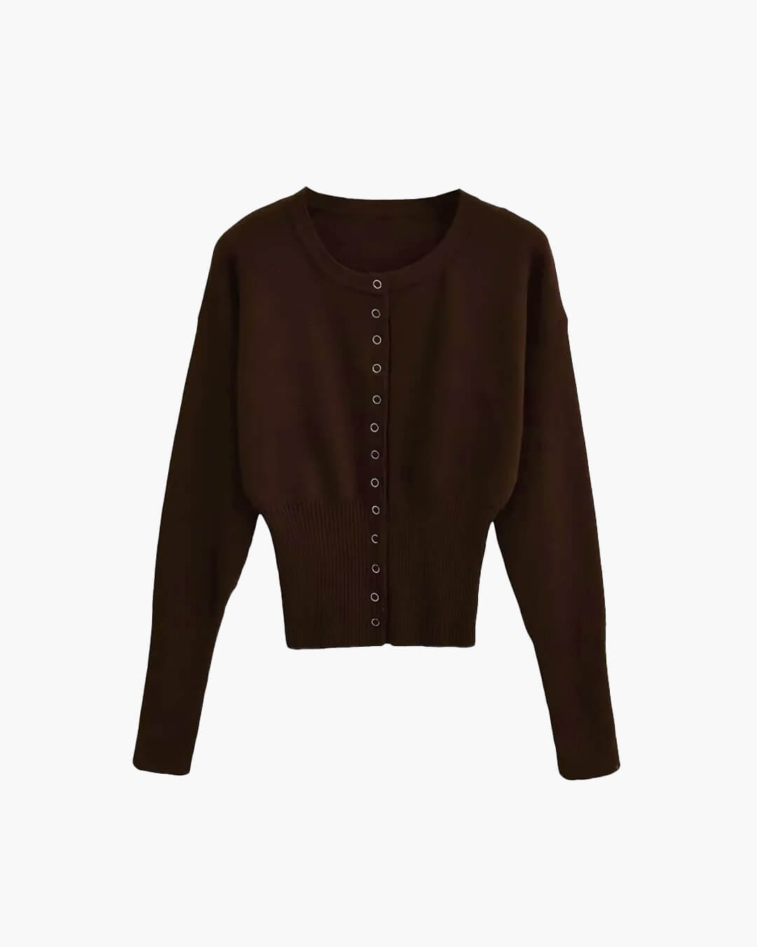 Lightweight Crew Neck Snap Button Knit Cardigan