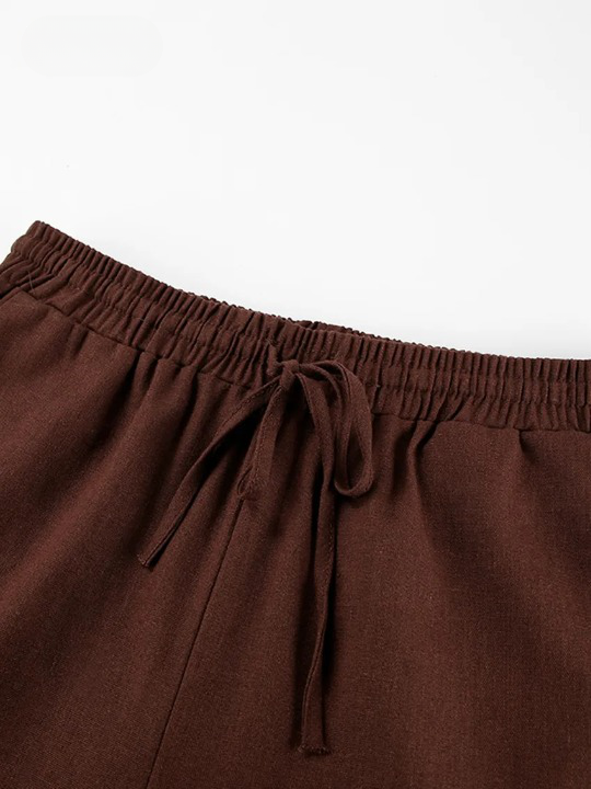 Linen Blend Sleeveless Top and Wide Leg Pants Set