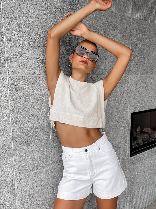 Linen Blend Sleeveless Top and Wide Leg Pants Set