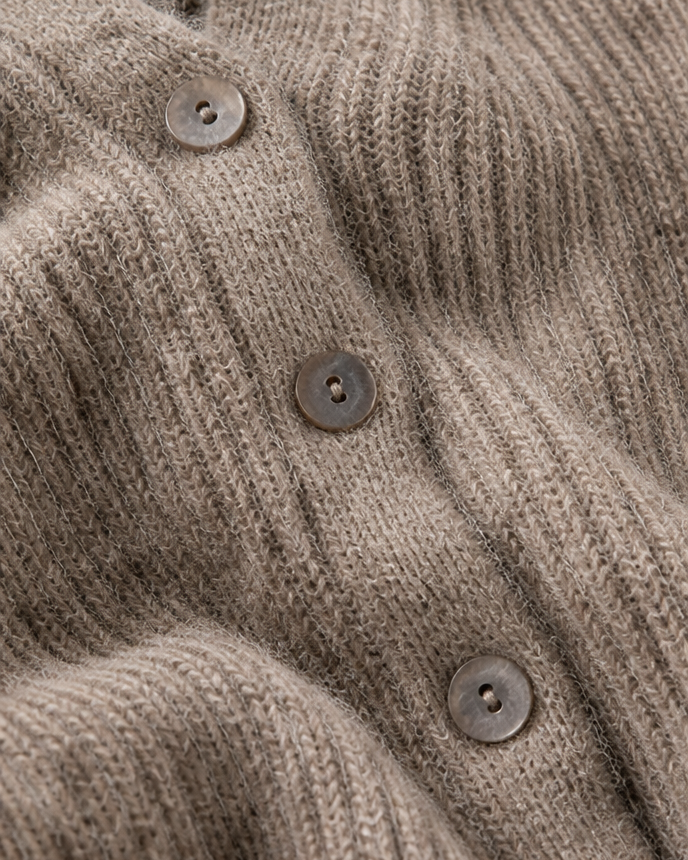 Long Ribbed Knit V-Neck Cardigan with Bell Sleeves