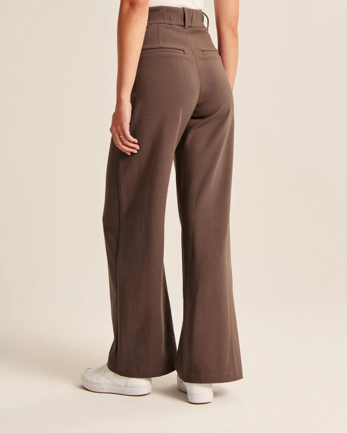 Mocha Pleated Wide Leg Trousers