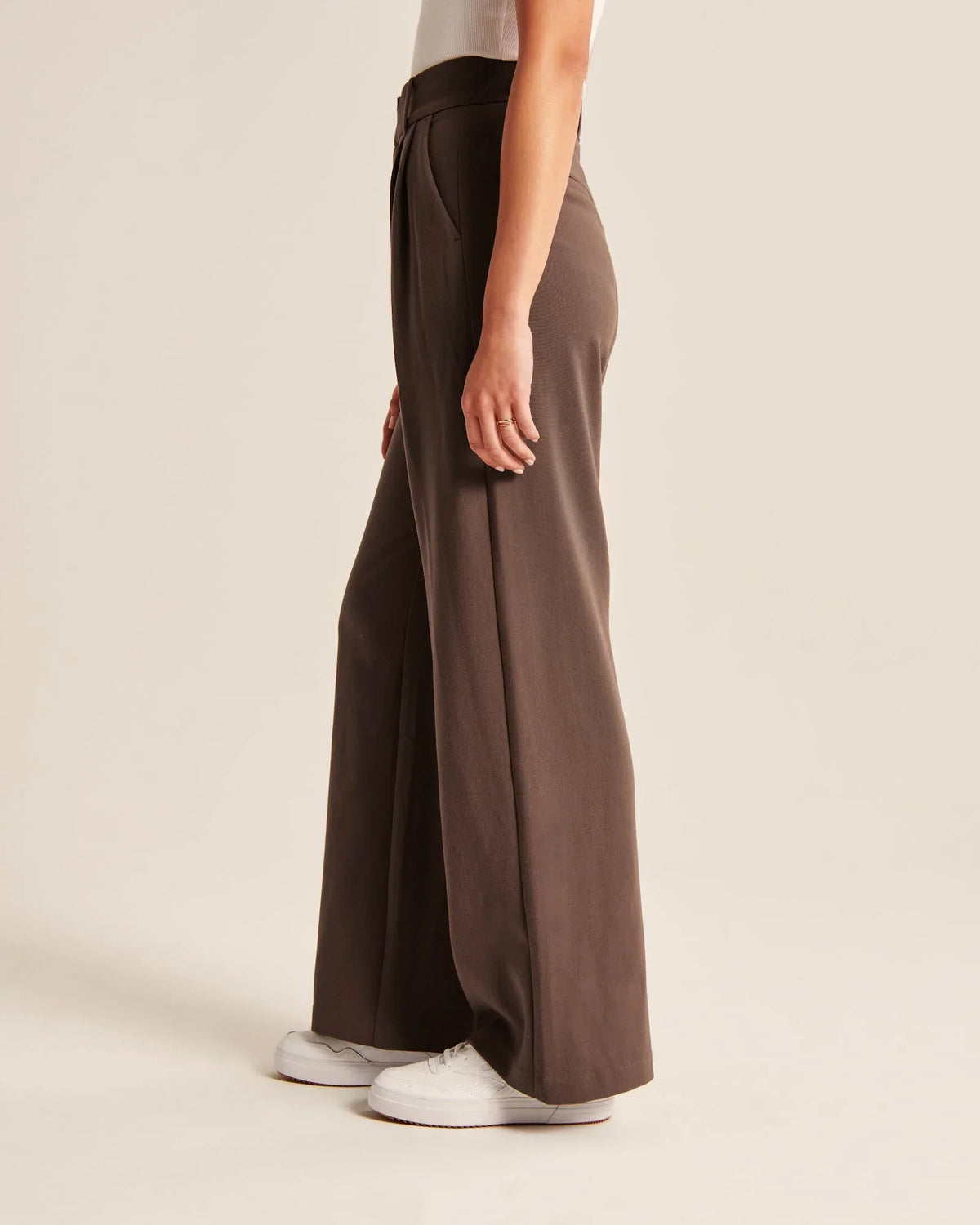 Mocha Pleated Wide Leg Trousers