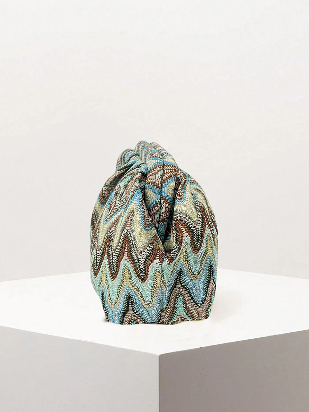 Multicolor Zigzag Ruched Evening Clutch