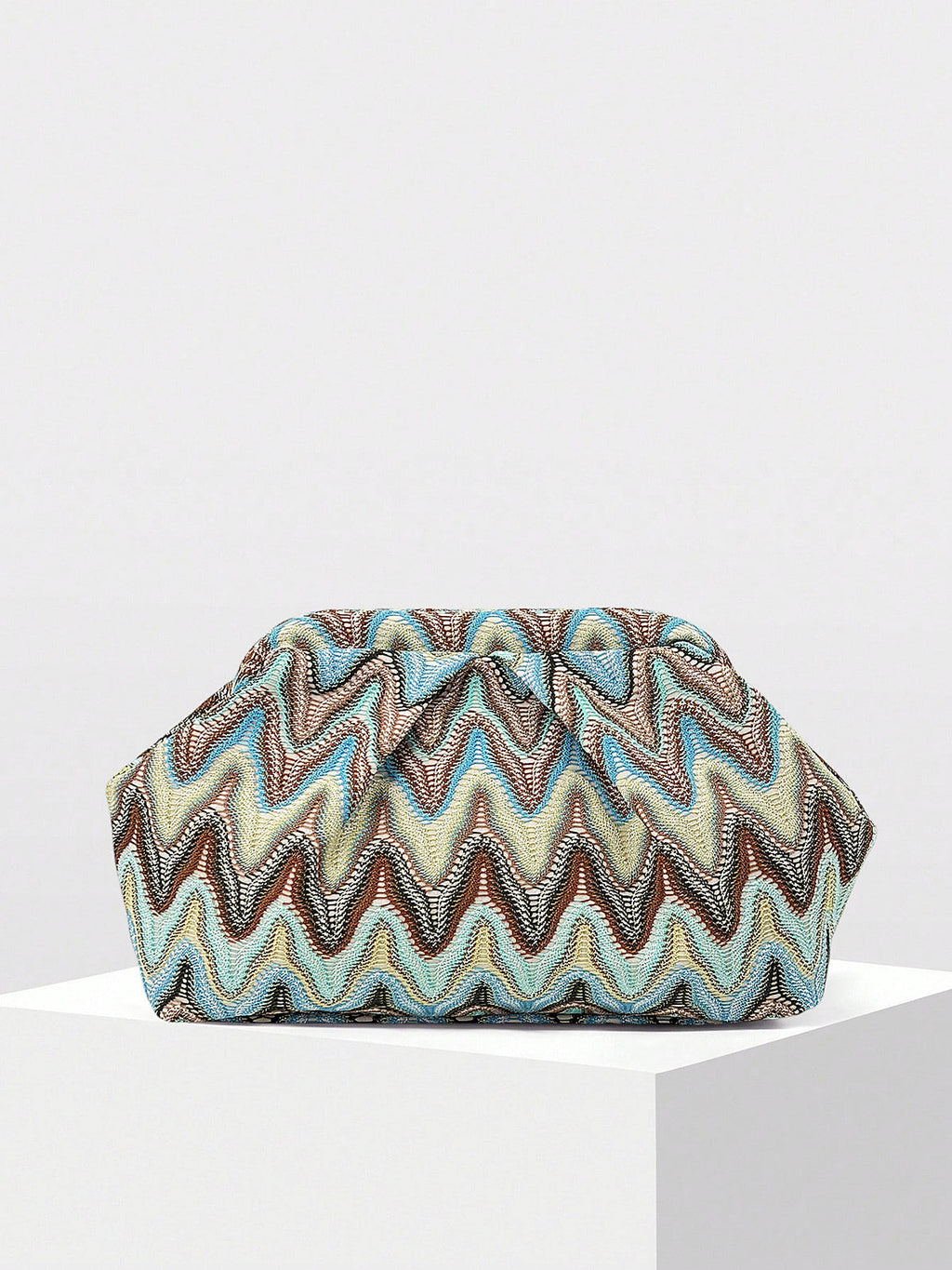 Multicolor Zigzag Ruched Evening Clutch