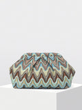 Multicolor Zigzag Ruched Evening Clutch