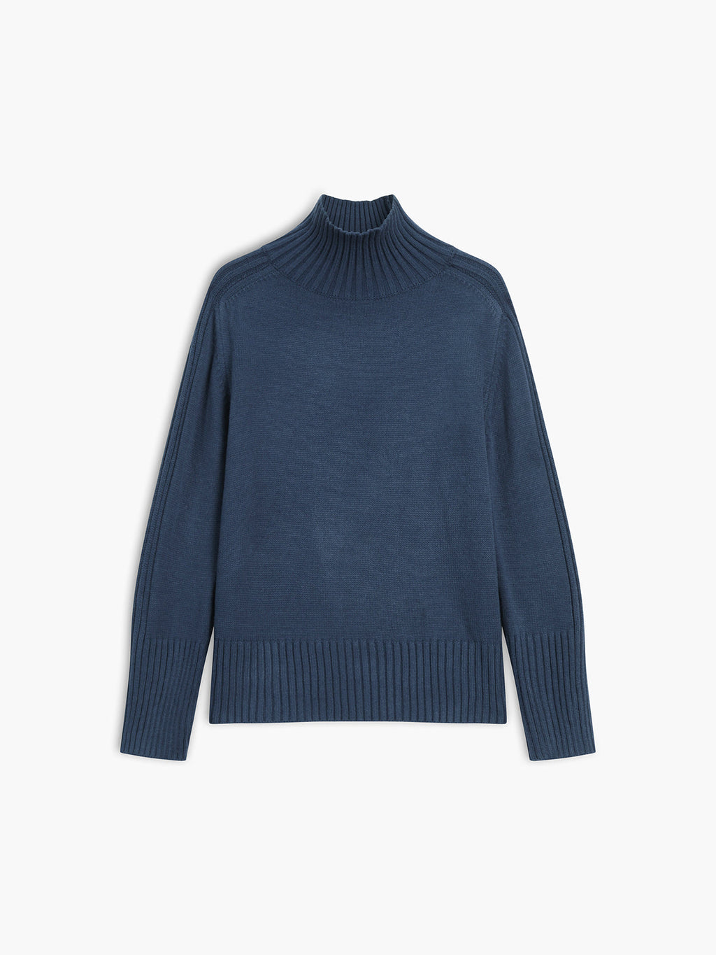 Navy High Neck Long Sleeve Knit Sweater