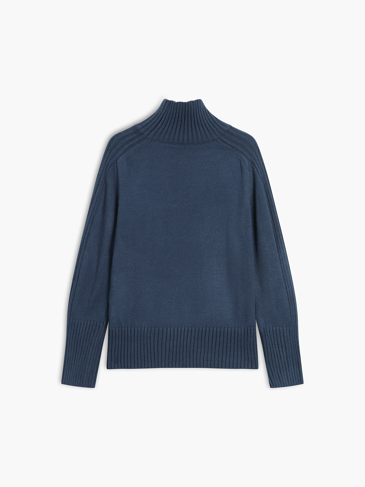 Navy High Neck Long Sleeve Knit Sweater