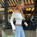 Off-Shoulder Long Sleeve Knit Sweater