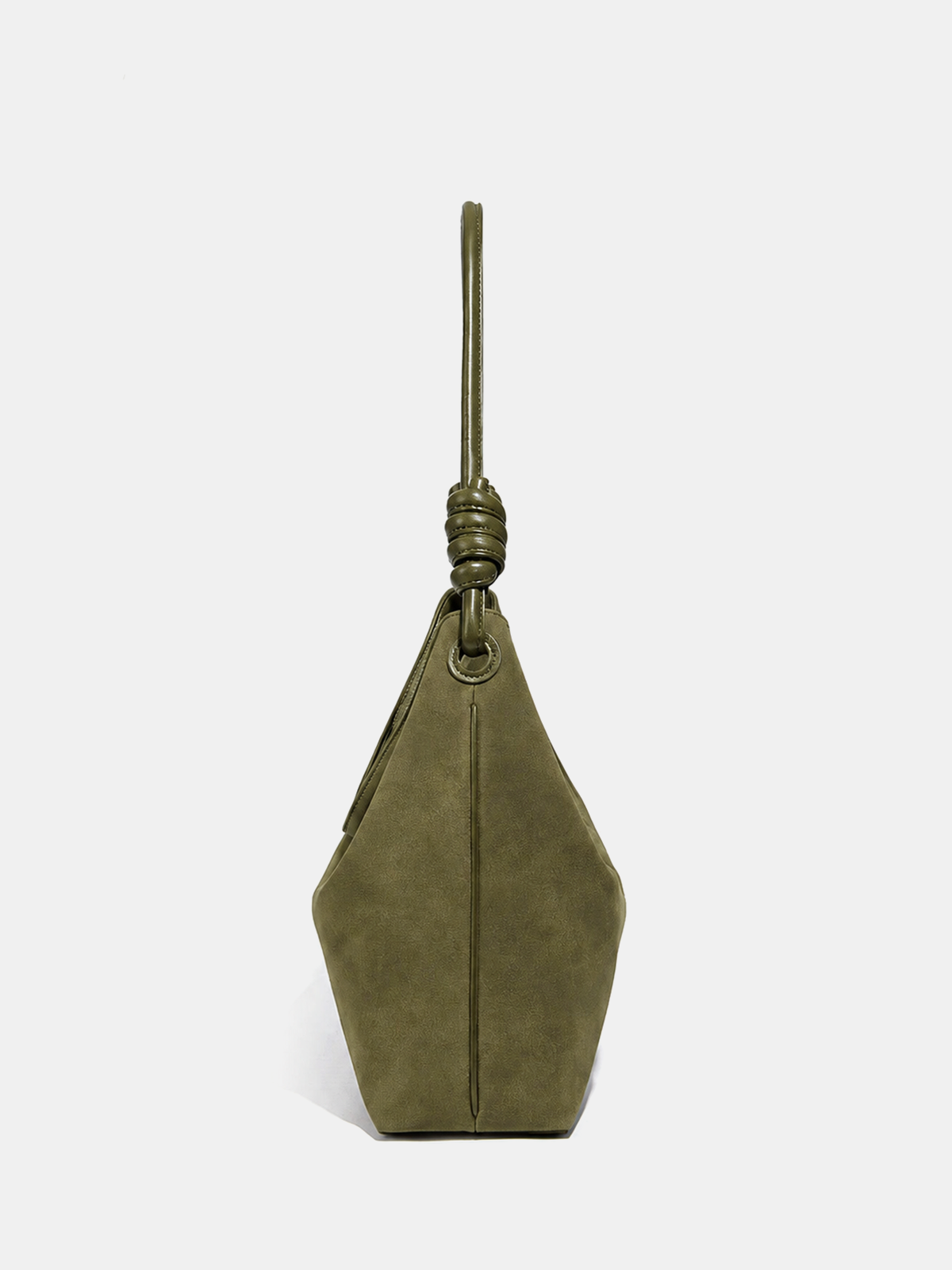 Olive Faux Suede Tote Bag with Knot Strap