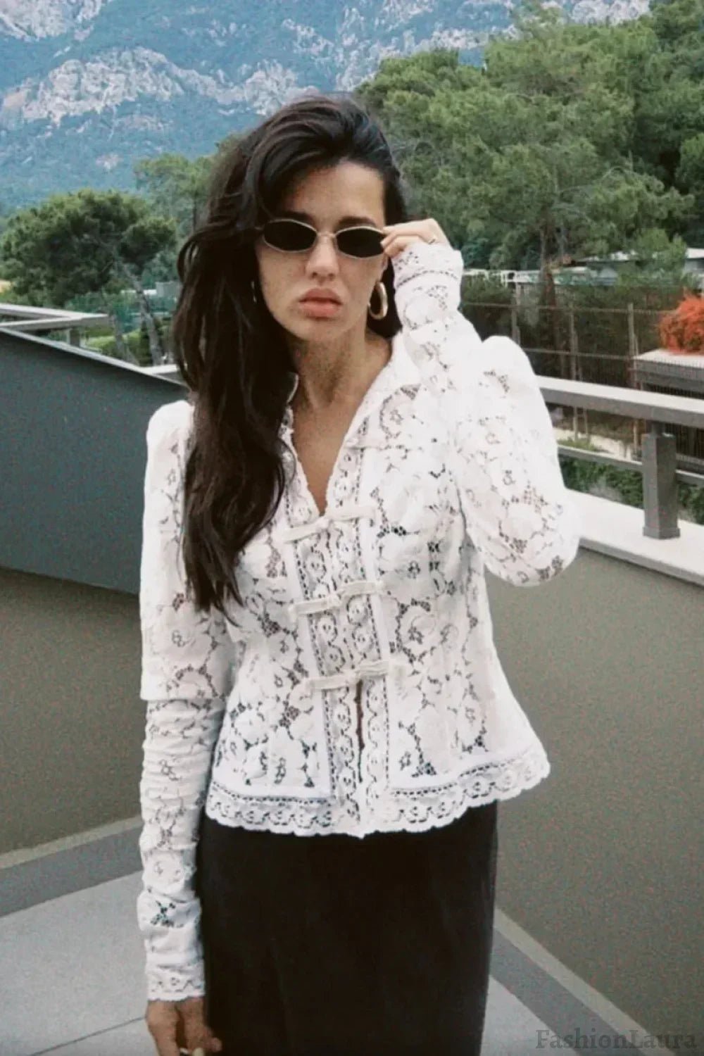 Open Lace Relaxed Blouse