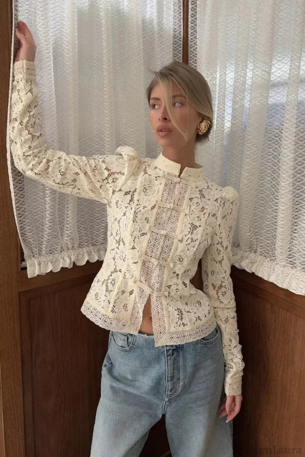 Open Lace Relaxed Blouse