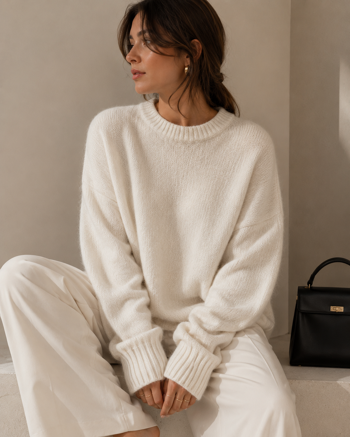 Oversized Crew Neck Chunky Knit Sweater
