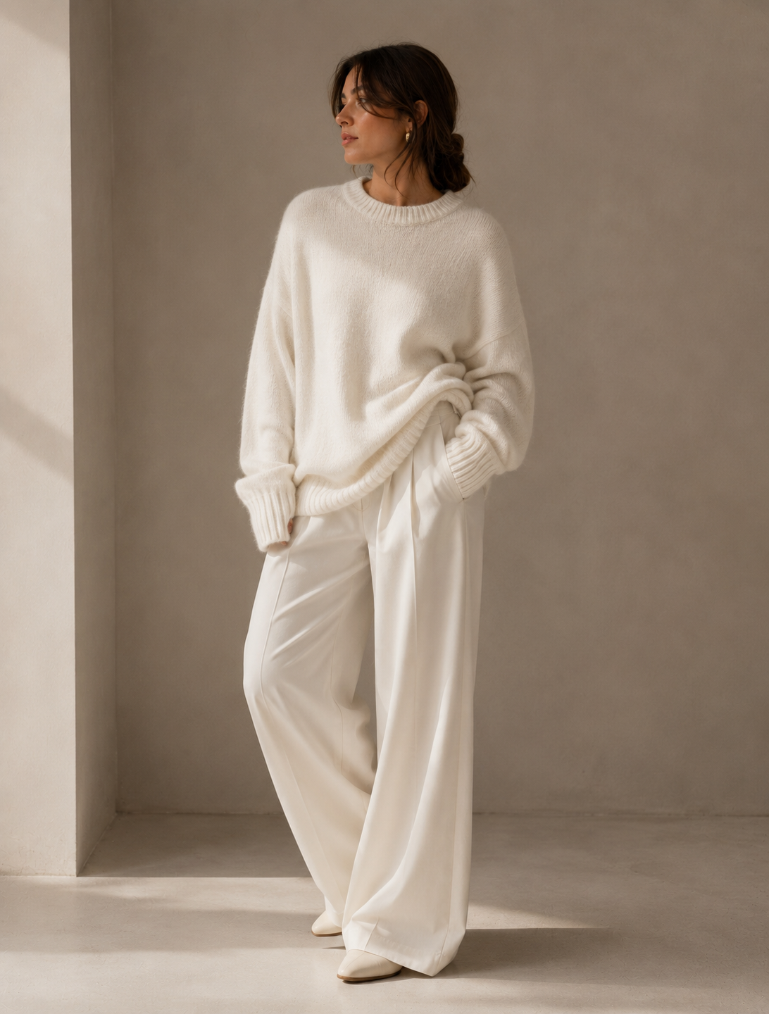 Oversized Crew Neck Chunky Knit Sweater