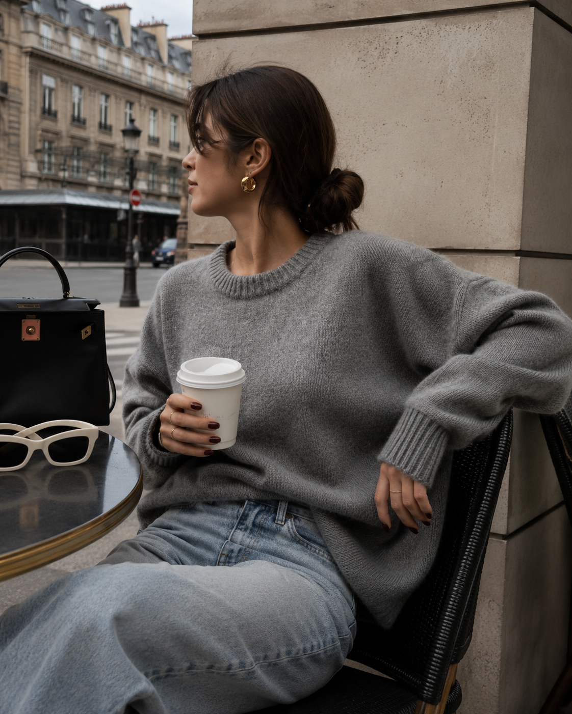 Oversized Crew Neck Chunky Knit Sweater
