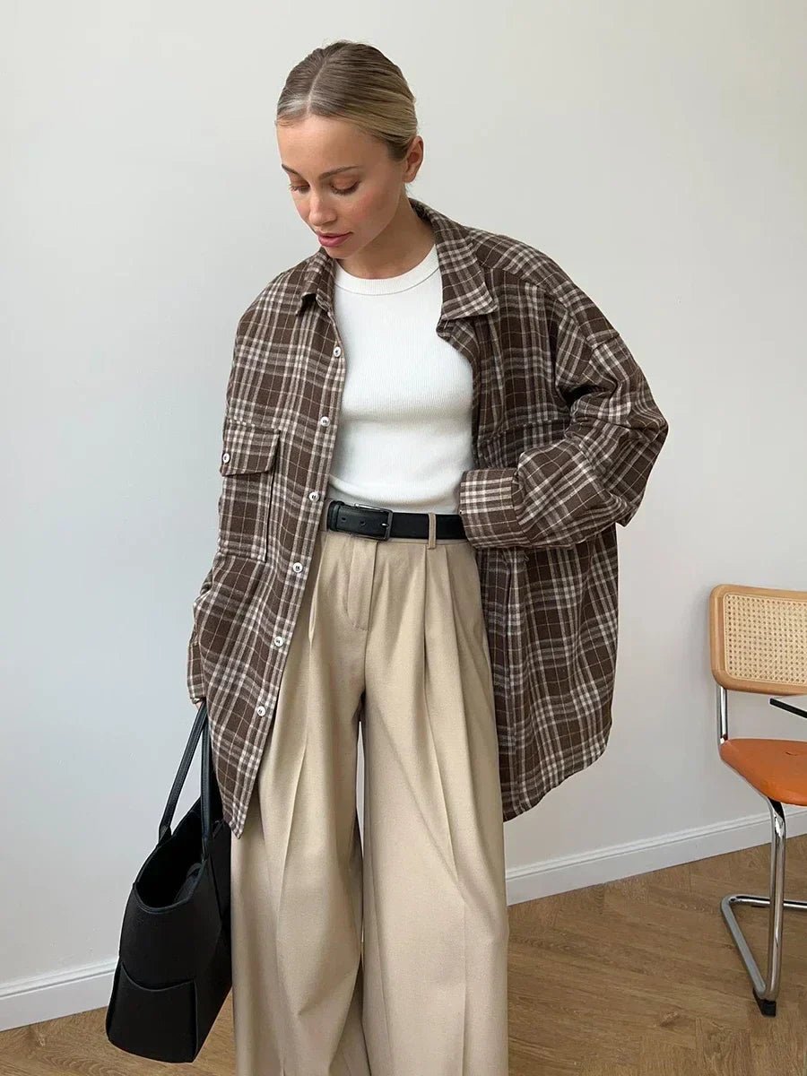 Oversized Plaid Button Up Shirt