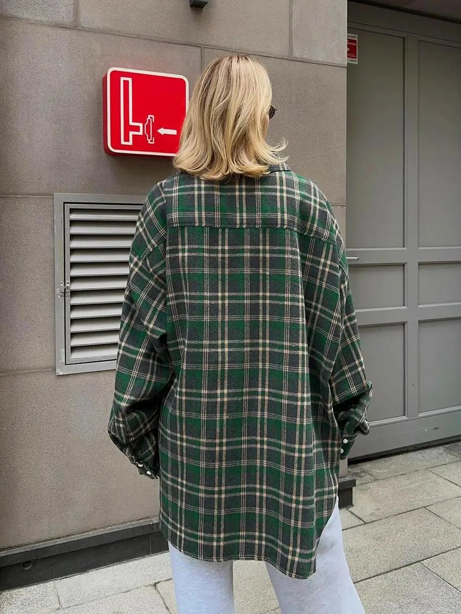 Oversized Plaid Button Up Shirt