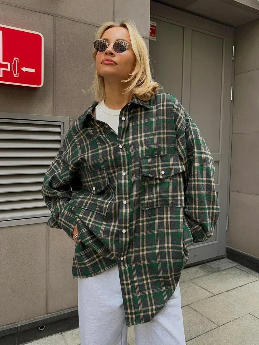 Oversized Plaid Button Up Shirt