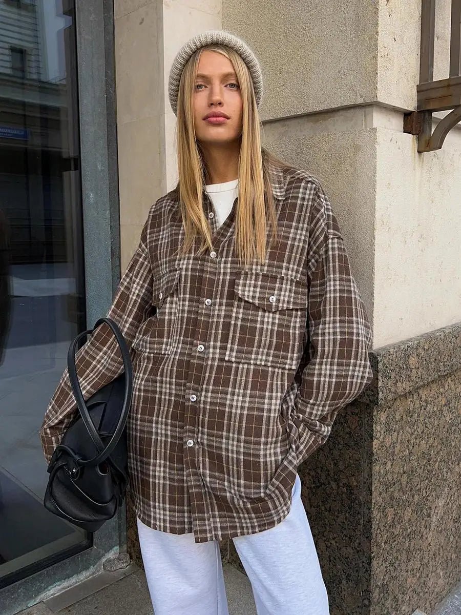 Oversized Plaid Button Up Shirt