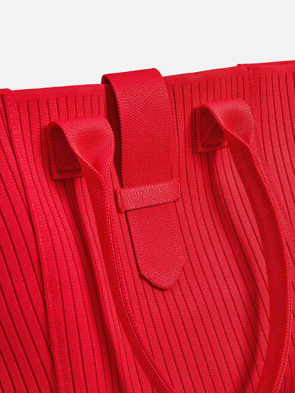Red Ribbed Knit Casual Tote Bag