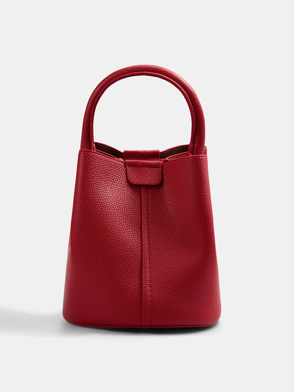 Red Vegan Leather Bucket Bag