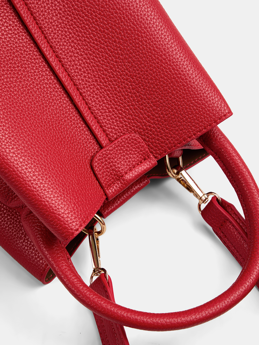 Red Vegan Leather Bucket Bag