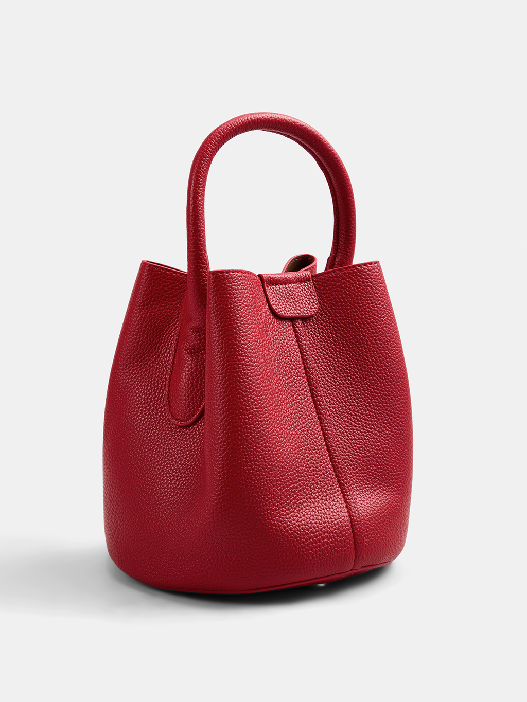 Red Vegan Leather Bucket Bag