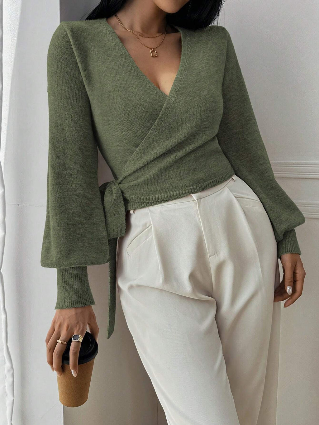 Relaxed Open Front Knit Cardigan