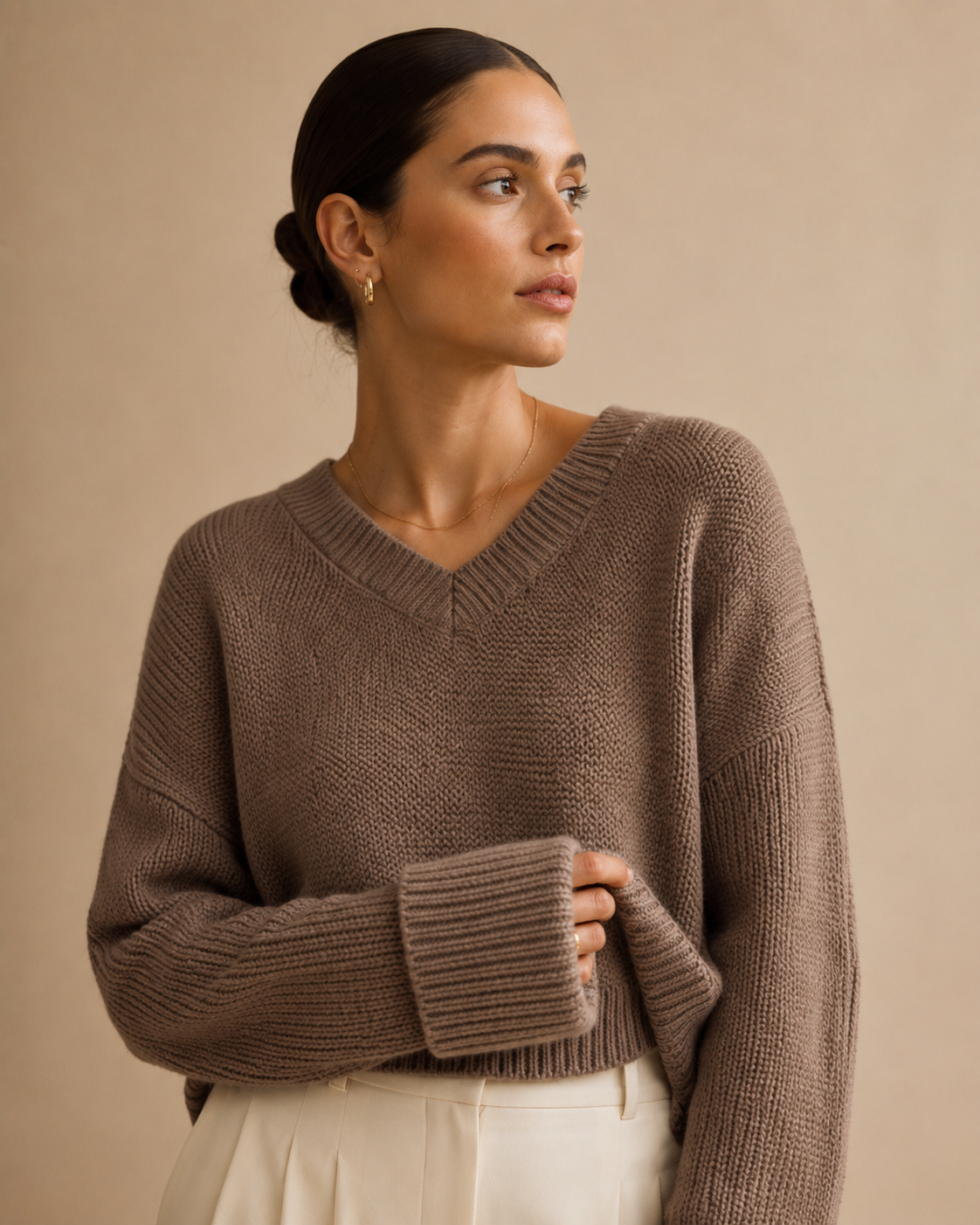 Relaxed V-Neck Knit Sweater