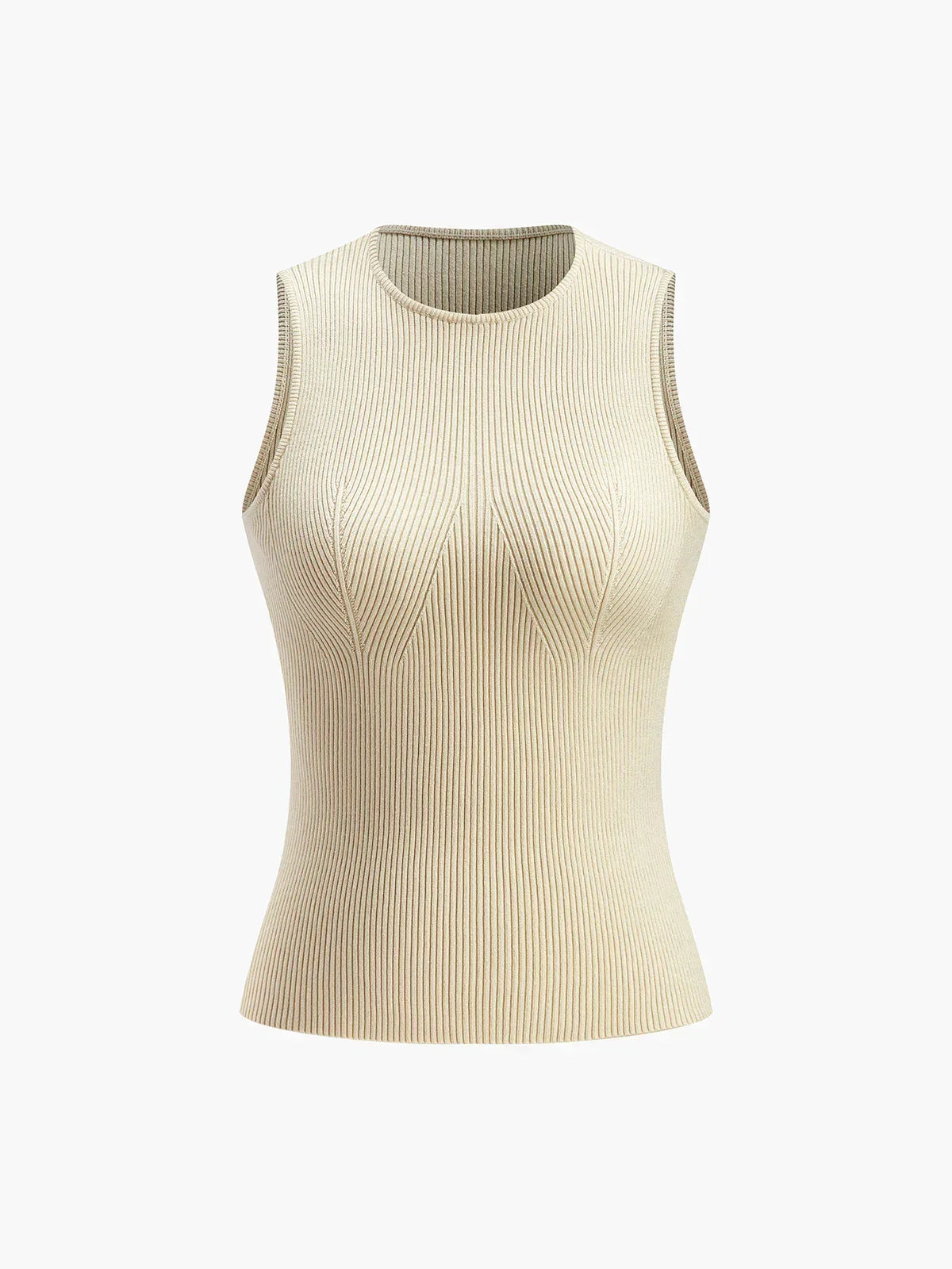 Ribbed Crew Neck Sculpting Tank Top