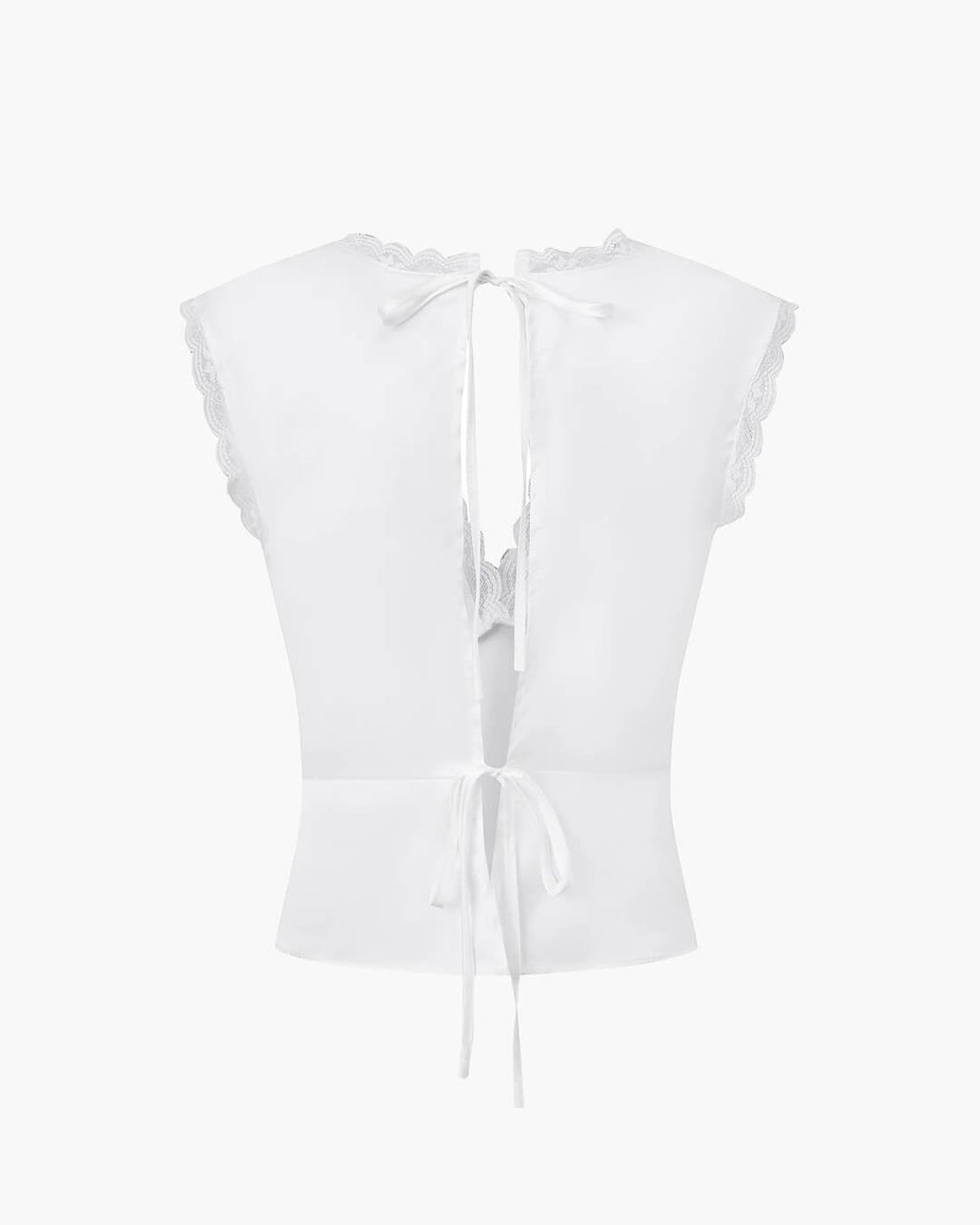 Satin Deep V-Neck Lace Trim Cami Top