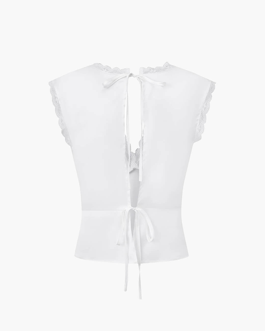 Satin Deep V-Neck Lace Trim Cami Top