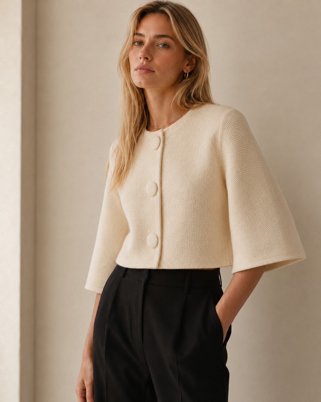Short Sleeve Cropped Knit Bolero Cardigan