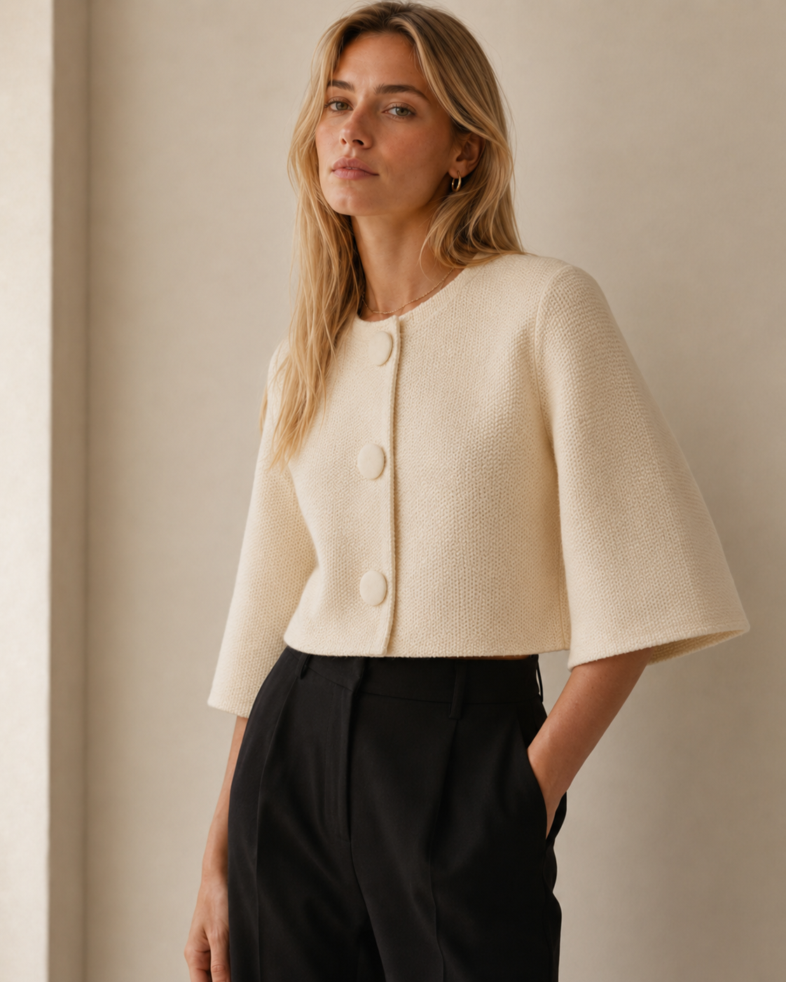 Short Sleeve Cropped Knit Bolero Cardigan