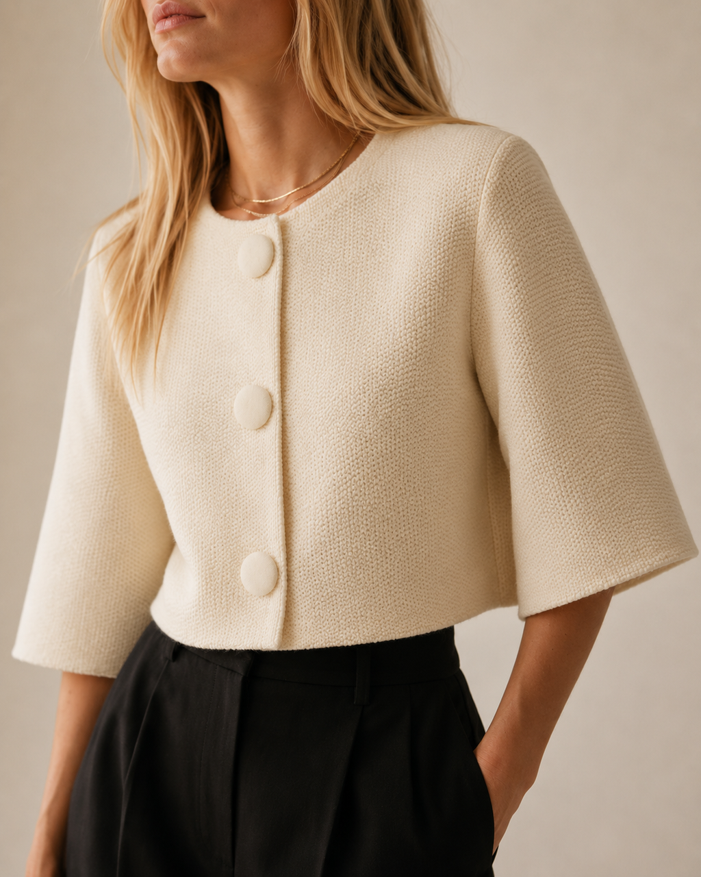 Short Sleeve Cropped Knit Bolero Cardigan