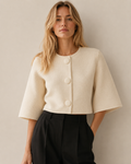 Short Sleeve Cropped Knit Bolero Cardigan