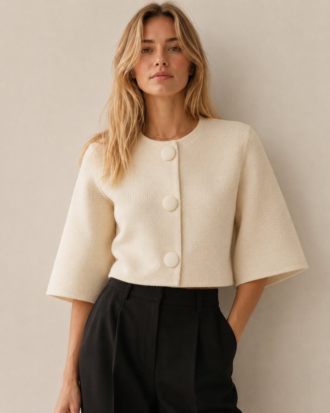 Short Sleeve Cropped Knit Bolero Cardigan