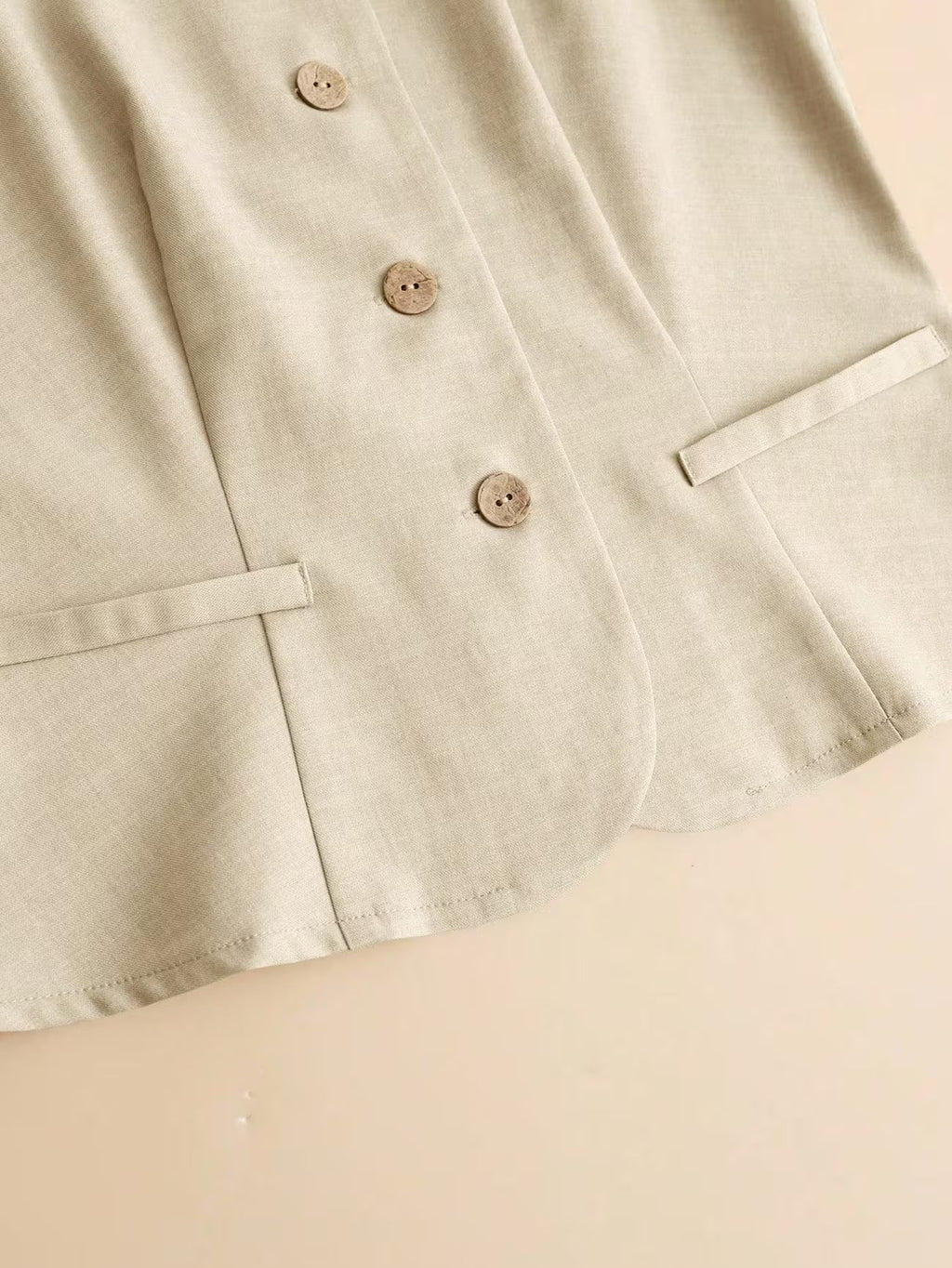 Sleeveless Button Vest and Shorts Matching Set