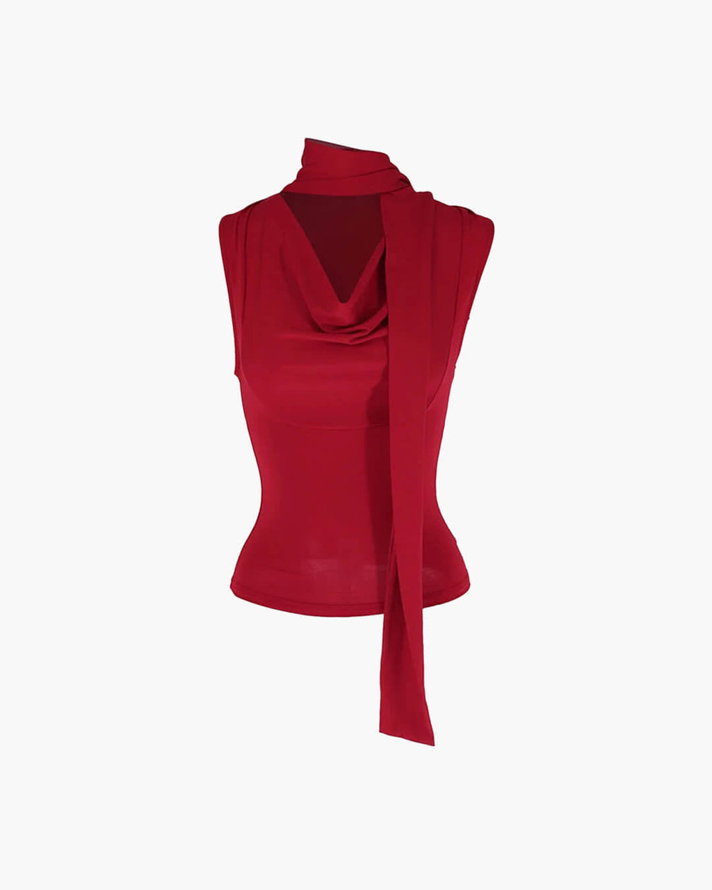 Sleeveless Knit Top with Tie V-Neck