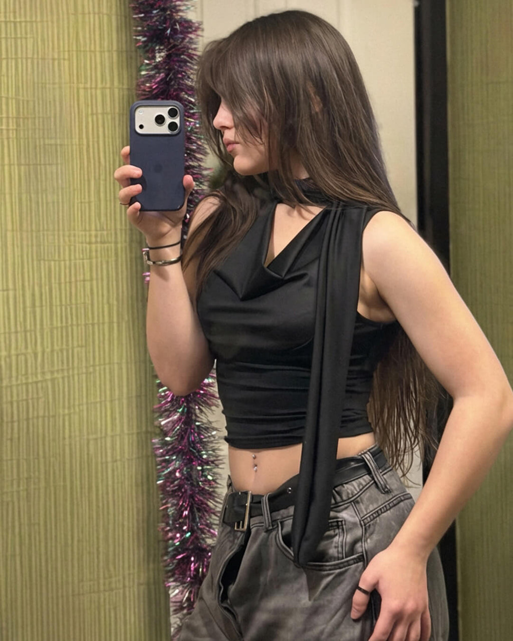 Sleeveless Knit Top with Tie V-Neck