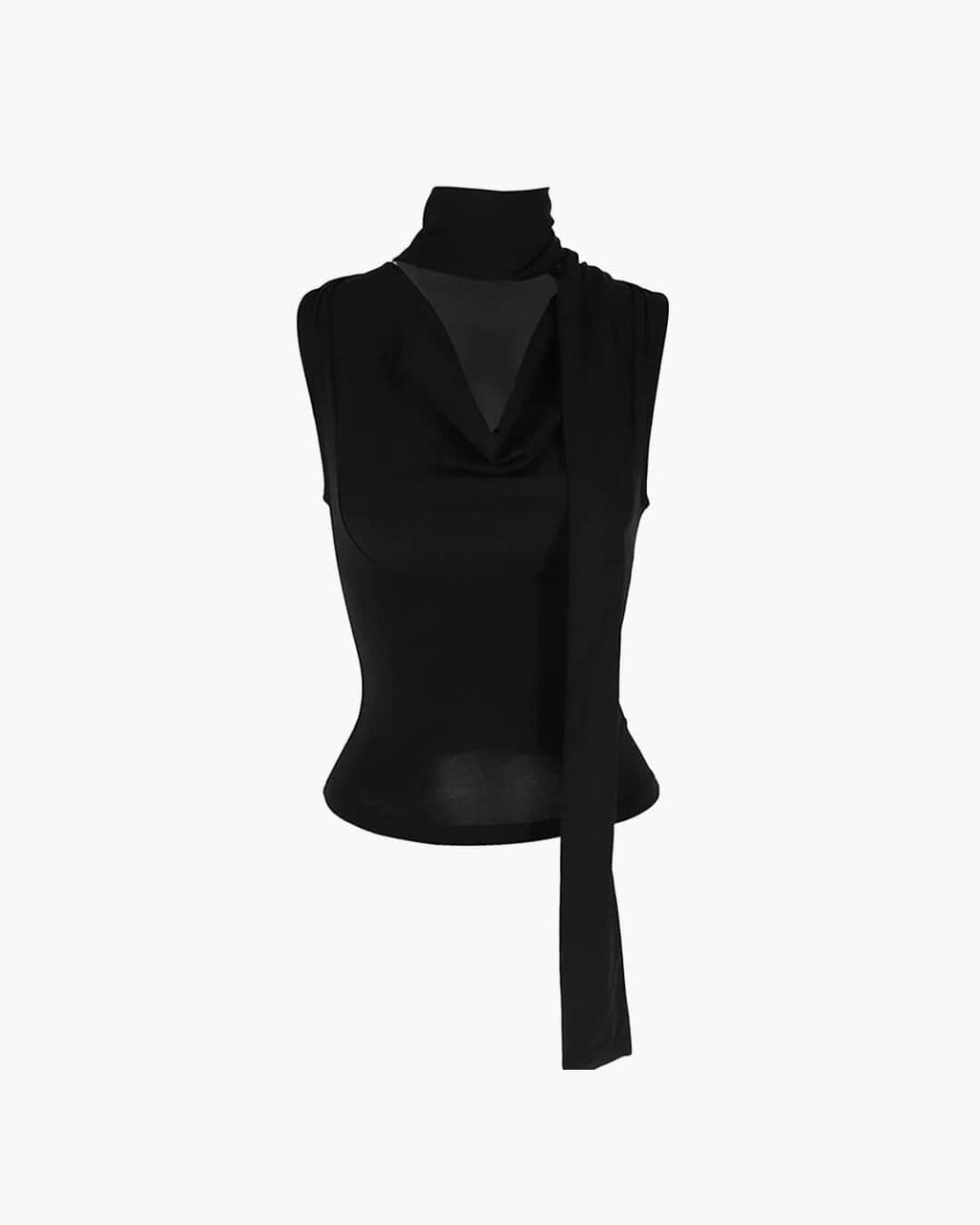 Sleeveless Knit Top with Tie V-Neck