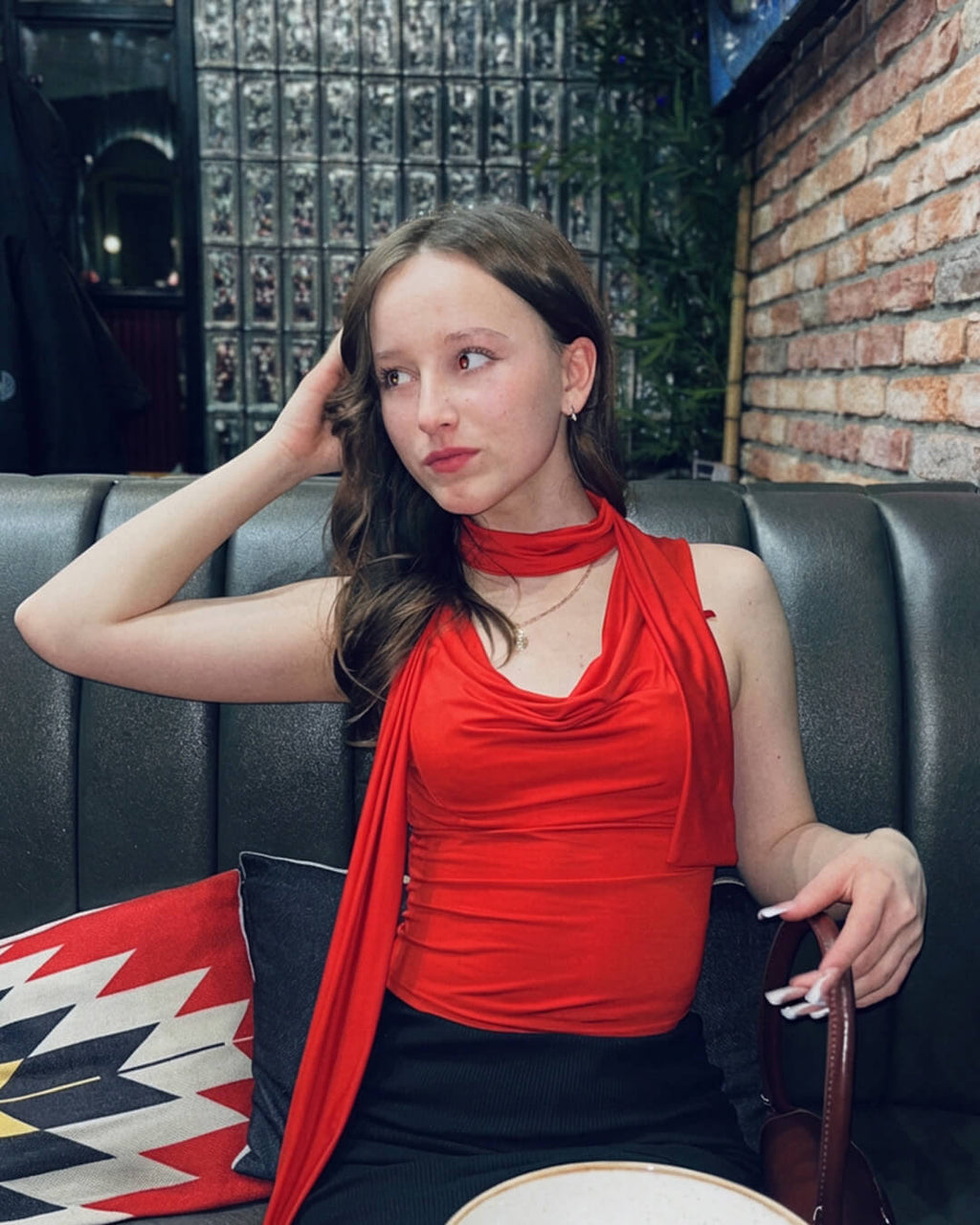 Sleeveless Knit Top with Tie V-Neck