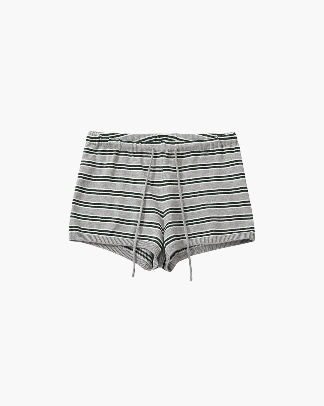 Striped Knit Button Cardigan and High Waist Shorts Set